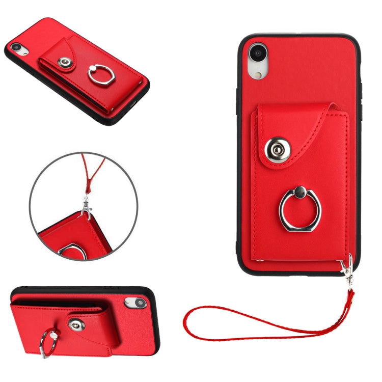 Étui de téléphone en cuir PU avec lanière et porte-carte de type Organiseur, pour iPhone XS / X, pour iPhone XR, pour iPhone XS Max, pour iPhone 8 Plus / 7 Plus