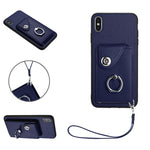 Étui de téléphone en cuir PU avec lanière et porte-carte de type Organiseur, pour iPhone XS / X, pour iPhone XR, pour iPhone XS Max, pour iPhone 8 Plus / 7 Plus