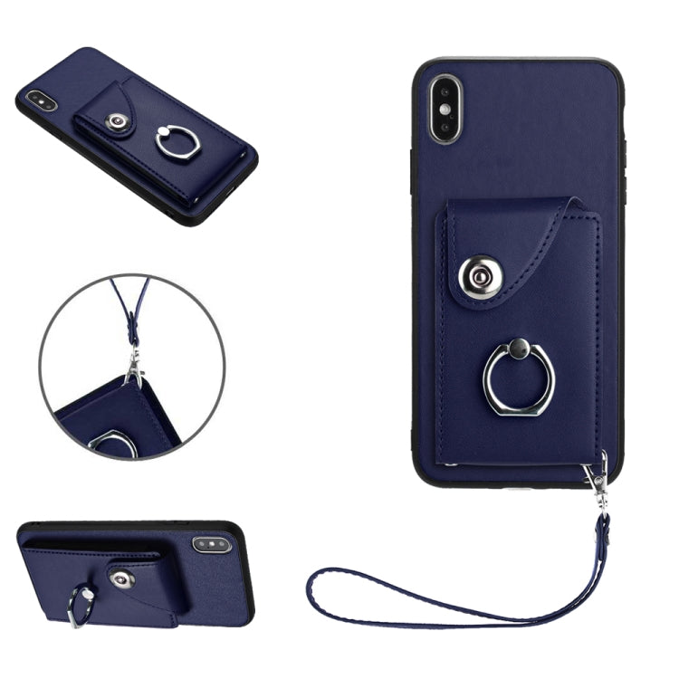 Étui de téléphone en cuir PU avec lanière et porte-carte de type Organiseur, pour iPhone XS / X, pour iPhone XR, pour iPhone XS Max, pour iPhone 8 Plus / 7 Plus