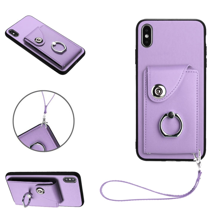 Étui de téléphone en cuir PU avec lanière et porte-carte de type Organiseur, pour iPhone XS / X, pour iPhone XR, pour iPhone XS Max, pour iPhone 8 Plus / 7 Plus