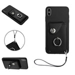Étui de téléphone en cuir PU avec lanière et porte-carte de type Organiseur, pour iPhone XS / X, pour iPhone XR, pour iPhone XS Max, pour iPhone 8 Plus / 7 Plus