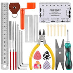 Kit d'outils de réparation de guitare, comprenant : lime, clé, coupe-cordes, outil de polissage des frettes.