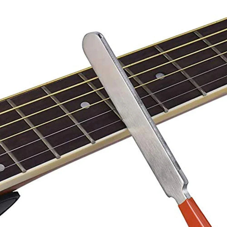 Règle de mesure pour manche de guitare, lime à aiguiser pour guitare, règle pour encoches de manche de guitare, tampon de polissage des frettes, règle de mesure pour manche de guitare