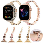 Bracelet de montre en chaîne métallique avec strass léopard, pour Apple Watch 42 mm, pour Apple Watch 38 mm
