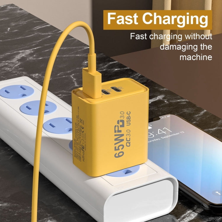 Chargeur rapide 65W au nitrure de gallium USB + Type-C, prise EU, prise US
