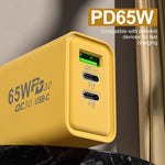 Chargeur rapide 65W au nitrure de gallium USB + Type-C, prise EU, prise US