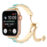 Bracelet chaîne perles de coquillage en métal, pour Apple Watch SE 40mm, Apple Watch SE 44mm, Apple Watch Series 6 40mm, Apple Watch Series 6 44mm, Apple Watch Series 5 44mm, Apple Watch Series 5 40mm, Apple Watch Series 4 44mm