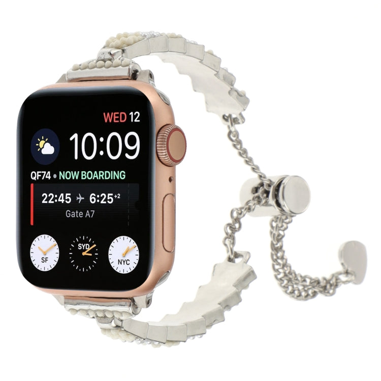 Bracelet chaîne perles de coquillage en métal, pour Apple Watch SE 40mm, Apple Watch SE 44mm, Apple Watch Series 6 40mm, Apple Watch Series 6 44mm, Apple Watch Series 5 44mm, Apple Watch Series 5 40mm, Apple Watch Series 4 44mm