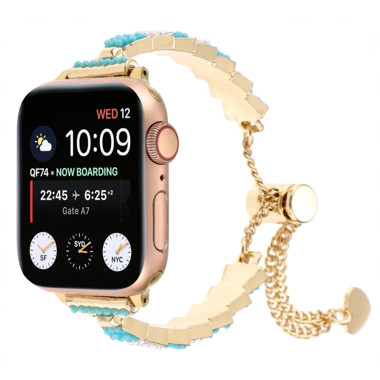Bracelet chaîne perles de coquillage en métal, pour Apple Watch SE 40mm, Apple Watch SE 44mm, Apple Watch Series 6 40mm, Apple Watch Series 6 44mm, Apple Watch Series 5 44mm, Apple Watch Series 5 40mm, Apple Watch Series 4 44mm