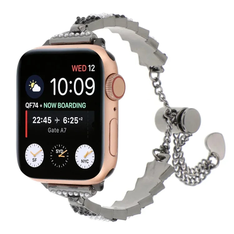 Shell Beads Chain Bracelet Metal Watch Band, For Apple Watch 42mm, For Apple Watch 38mm