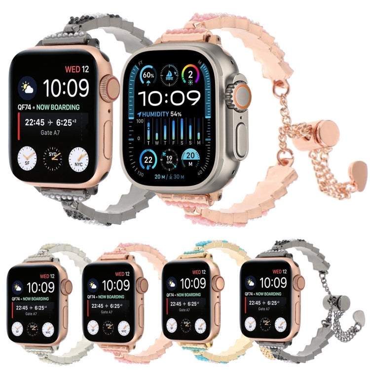 Bracelet chaîne perles de coquillage en métal, pour Apple Watch SE 40mm, Apple Watch SE 44mm, Apple Watch Series 6 40mm, Apple Watch Series 6 44mm, Apple Watch Series 5 44mm, Apple Watch Series 5 40mm, Apple Watch Series 4 44mm