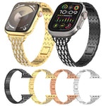 Devil Eye Diamond Bracelet Metal Watch Band, For Apple Watch SE 2023 44mm, For Apple Watch SE 2023 40mm, For Apple Watch Ultra 2 49mm, For Apple Watch Series 9 45mm, For Apple Watch Series 9 41mm, For Apple Watch Ultra 49mm, For Apple Watch Series 8 41...