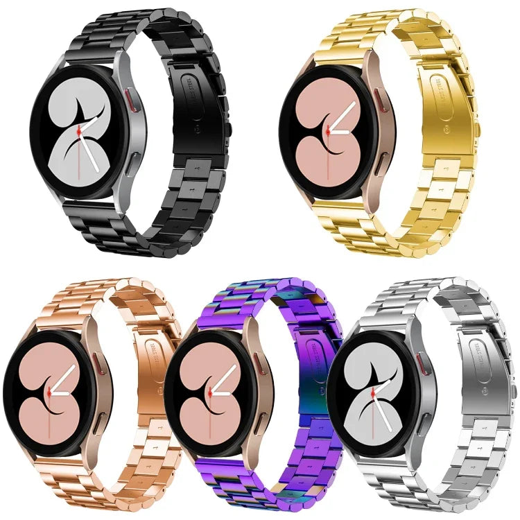 Bracelet de montre en acier inoxydable à trois billes à tête plate, pour Samsung Galaxy Watch6 / 6 Classic