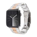Bracelet de montre trois maillons en acier inoxydable, Pour Apple Watch Series 7 41mm, Pour Apple Watch Series 7 45mm, Pour Apple Watch SE 40mm, Pour Apple Watch SE 44mm, Pour Apple Watch Series 6 40mm