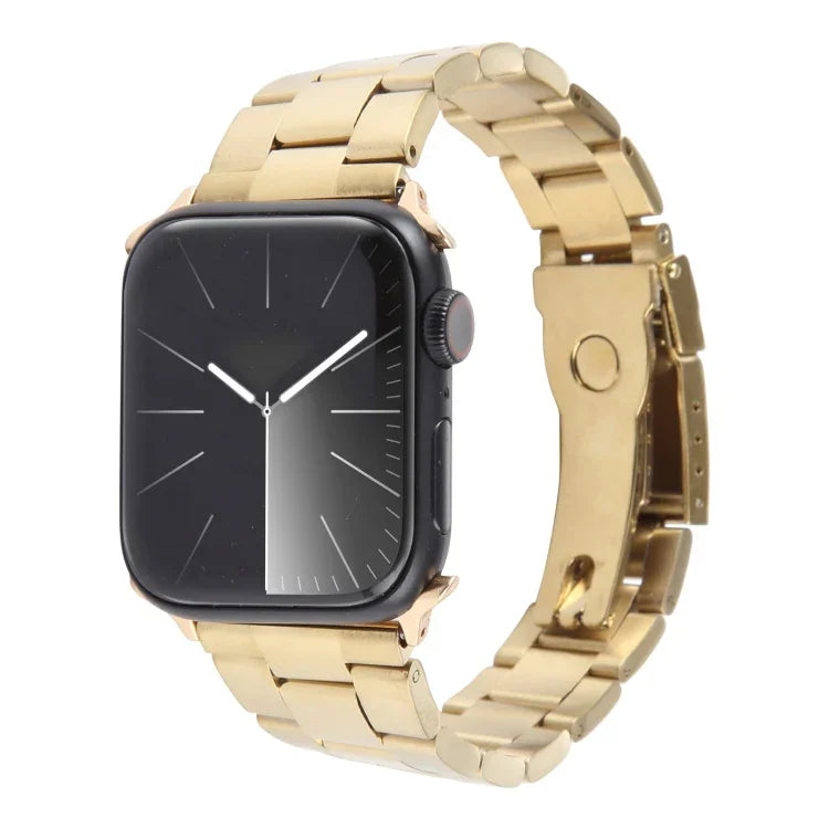 Bracelet de montre en acier inoxydable à trois maillons, pour Apple Watch 38 mm