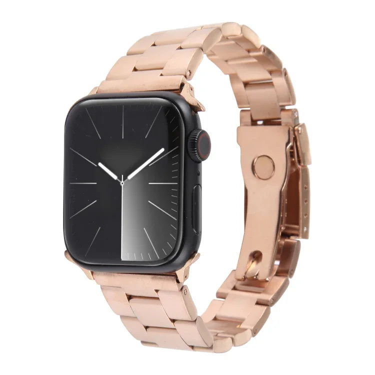 Bracelet de montre en acier inoxydable à trois maillons, pour Apple Watch 38 mm