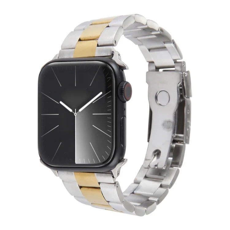 Bracelet de montre en acier inoxydable à trois maillons, pour Apple Watch 38 mm