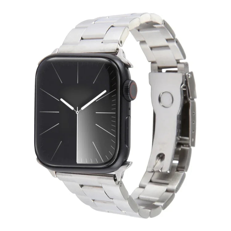 Bracelet de montre en acier inoxydable à trois maillons, pour Apple Watch 38 mm