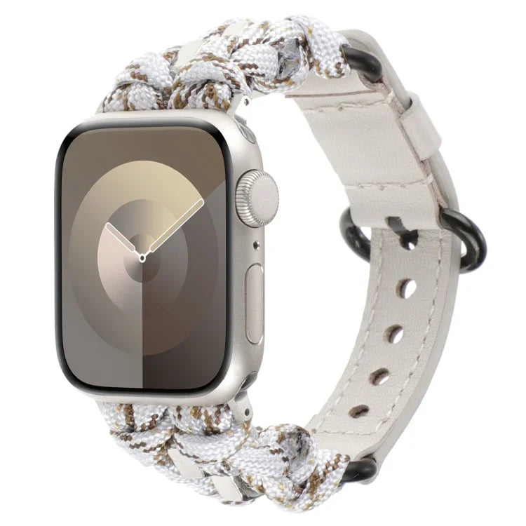 Bracelet de montre en cuir véritable et paracorde, pour Apple Watch 42mm, pour Apple Watch 38mm