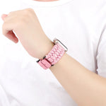 Bracelet de montre en paracorde unie et cuir véritable, pour Apple Watch 42mm, pour Apple Watch 38mm