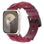 Bracelet de montre en paracorde unie et cuir véritable, pour Apple Watch 42mm, pour Apple Watch 38mm