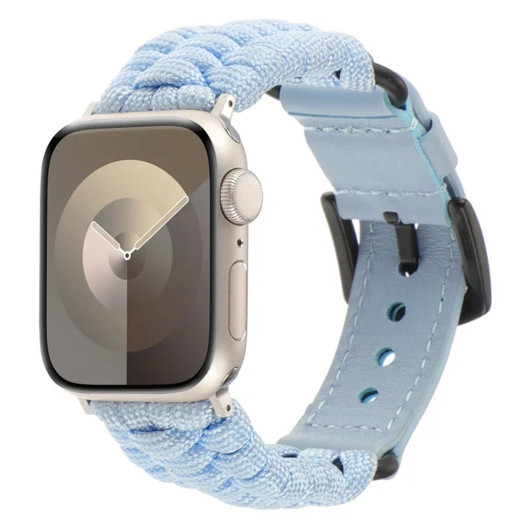 Bracelet de montre en paracorde unie et cuir véritable, pour Apple Watch 42mm, pour Apple Watch 38mm