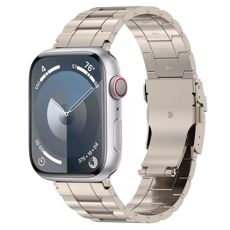 Safety Buckle Trapezoid Titanium Steel Watch Band, For Apple Watch SE 2023 44mm, For Apple Watch SE 2023 40mm, For Apple Watch Ultra 2 49mm, For Apple Watch Series 9 45mm, For Apple Watch Series 9 41mm, For Apple Watch Ultra 49mm                       ...