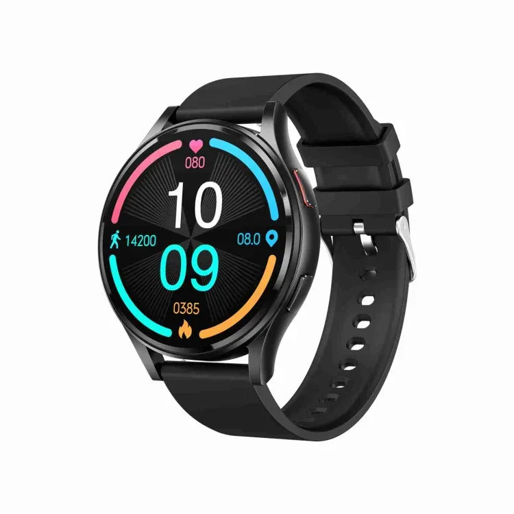 Montre intelligente à appel Bluetooth avec bracelet en silicone de 1,43 pouce prenant en charge l'ECG / la glycémie non invasive, bracelet en silicone noir, bracelet en silicone jaune clair