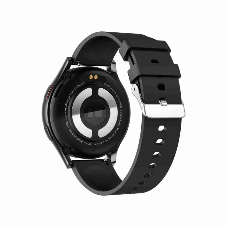 Montre intelligente à appel Bluetooth avec bracelet en silicone de 1,43 pouce prenant en charge l'ECG / la glycémie non invasive, bracelet en silicone noir, bracelet en silicone jaune clair