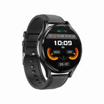 Montre Intelligente avec Bracelet en Cuir de 1,43 Pouce, Appel Bluetooth, Prise en Charge ECG / Glycémie Non Invasive, Bracelet en Cuir Noir, Bracelet en Cuir Marron