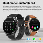 Montre Intelligente avec Bracelet en Cuir de 1,43 Pouce, Appel Bluetooth, Prise en Charge ECG / Glycémie Non Invasive, Bracelet en Cuir Noir, Bracelet en Cuir Marron