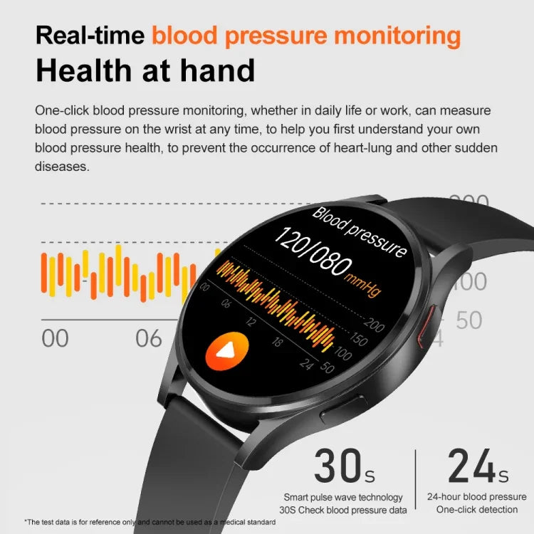 Montre Intelligente avec Bracelet en Cuir de 1,43 Pouce, Appel Bluetooth, Prise en Charge ECG / Glycémie Non Invasive, Bracelet en Cuir Noir, Bracelet en Cuir Marron
