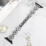Bracelet de montre chaîne en alliage de zinc à fleur à 5 pétales, pour Apple Watch SE 2023 44mm, pour Apple Watch SE 2023 40mm, pour Apple Watch Ultra 2 49mm, pour Apple Watch Series 9 45mm, pour Apple Watch Series 9 41mm, pour Apple Watch Ultra 49mm