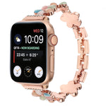 Bracelet de montre chaîne en alliage de zinc à fleur à 5 pétales, pour Apple Watch SE 2023 44mm, pour Apple Watch SE 2023 40mm, pour Apple Watch Ultra 2 49mm, pour Apple Watch Series 9 45mm, pour Apple Watch Series 9 41mm, pour Apple Watch Ultra 49mm