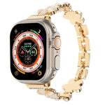 Bracelet de montre chaîne en alliage de zinc à fleur à 5 pétales, pour Apple Watch SE 2023 44mm, pour Apple Watch SE 2023 40mm, pour Apple Watch Ultra 2 49mm, pour Apple Watch Series 9 45mm, pour Apple Watch Series 9 41mm, pour Apple Watch Ultra 49mm