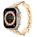 Bracelet de montre chaîne en alliage de zinc à fleur à 5 pétales, pour Apple Watch SE 2023 44mm, pour Apple Watch SE 2023 40mm, pour Apple Watch Ultra 2 49mm, pour Apple Watch Series 9 45mm, pour Apple Watch Series 9 41mm, pour Apple Watch Ultra 49mm