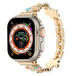 Bracelet de montre chaîne en alliage de zinc à fleur à 5 pétales, pour Apple Watch SE 2023 44mm, pour Apple Watch SE 2023 40mm, pour Apple Watch Ultra 2 49mm, pour Apple Watch Series 9 45mm, pour Apple Watch Series 9 41mm, pour Apple Watch Ultra 49mm