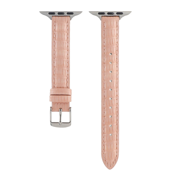 Bracelet de montre en cuir de crocodile fin, pour Apple Watch SE 2023 44mm, pour Apple Watch SE 2023 40mm, pour Apple Watch Ultra 2 49mm, pour Apple Watch Series 9 45mm, pour Apple Watch Series 9 41mm, pour Apple Watch Ultra 49mm