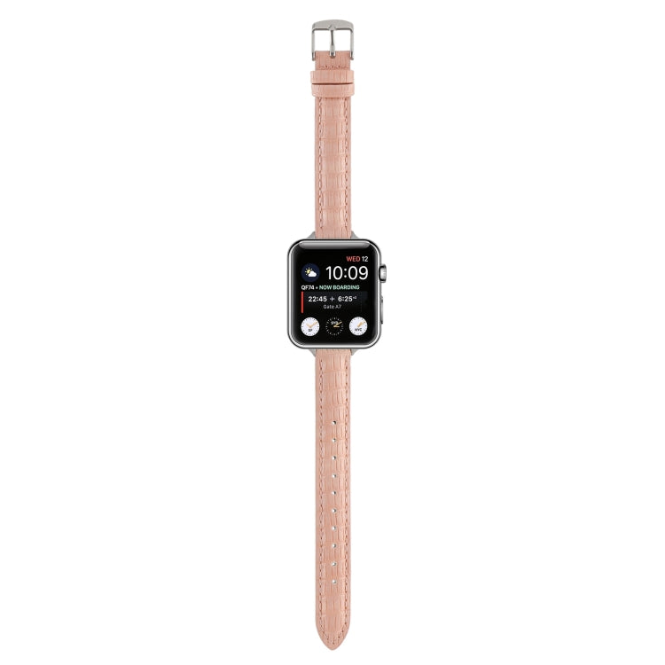 Bracelet de montre en cuir de crocodile fin, pour Apple Watch SE 2023 44mm, pour Apple Watch SE 2023 40mm, pour Apple Watch Ultra 2 49mm, pour Apple Watch Series 9 45mm, pour Apple Watch Series 9 41mm, pour Apple Watch Ultra 49mm