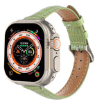 Bracelet de montre en cuir de crocodile fin, pour Apple Watch SE 2023 44mm, pour Apple Watch SE 2023 40mm, pour Apple Watch Ultra 2 49mm, pour Apple Watch Series 9 45mm, pour Apple Watch Series 9 41mm, pour Apple Watch Ultra 49mm