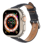 Bracelet de montre en cuir de crocodile fin, pour Apple Watch SE 2023 44mm, pour Apple Watch SE 2023 40mm, pour Apple Watch Ultra 2 49mm, pour Apple Watch Series 9 45mm, pour Apple Watch Series 9 41mm, pour Apple Watch Ultra 49mm