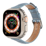 Bracelet de montre en cuir de crocodile fin, pour Apple Watch SE 2023 44mm, pour Apple Watch SE 2023 40mm, pour Apple Watch Ultra 2 49mm, pour Apple Watch Series 9 45mm, pour Apple Watch Series 9 41mm, pour Apple Watch Ultra 49mm