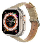 Bracelet de montre en cuir de crocodile fin, pour Apple Watch SE 2023 44mm, pour Apple Watch SE 2023 40mm, pour Apple Watch Ultra 2 49mm, pour Apple Watch Series 9 45mm, pour Apple Watch Series 9 41mm, pour Apple Watch Ultra 49mm