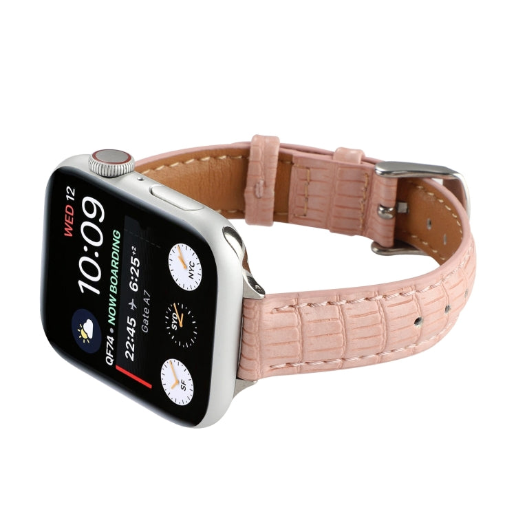 Bracelet de montre en cuir de crocodile fin, pour Apple Watch Series 8 41mm, pour Apple Watch Series 8 45mm, pour Apple Watch SE 2022 40mm, pour Apple Watch SE 2022 44mm, pour Apple Watch Series 7 41mm, pour Apple Watch Series 7 45mm