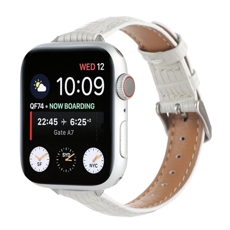 Bracelet de montre en cuir de crocodile fin, pour Apple Watch 42mm, pour Apple Watch 38mm