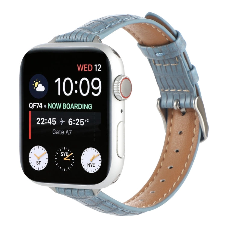 Bracelet de montre en cuir de crocodile fin, pour Apple Watch 42mm, pour Apple Watch 38mm