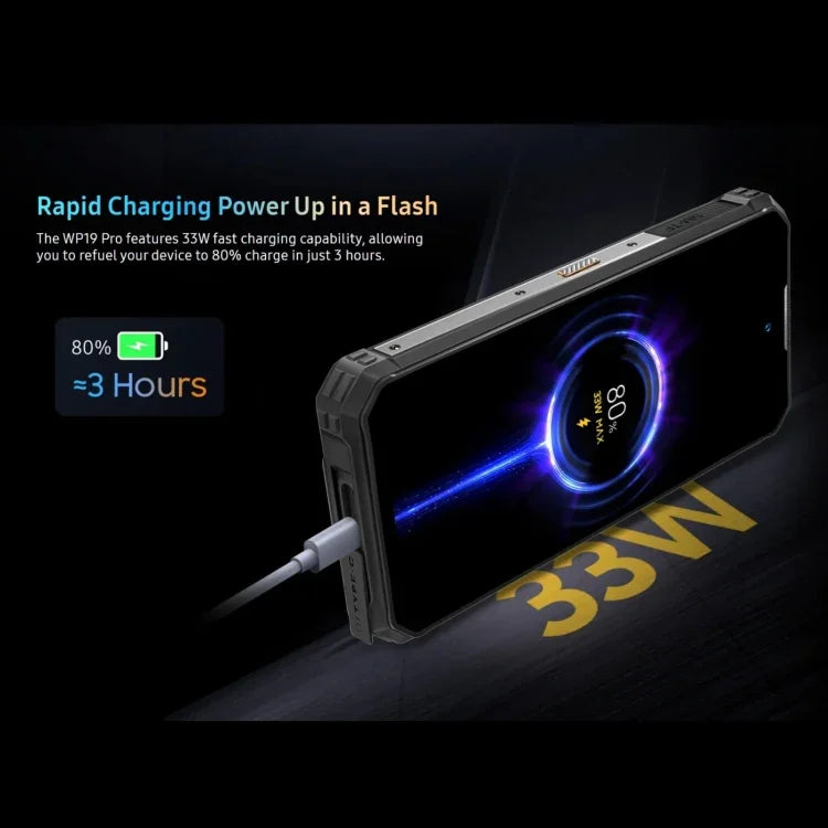 Oukitel WP19 Pro, écran 6,8 pouces, processeur octocœur MediaTek Helio G99, NFC, réseau 4G, WP19 Pro 8 Go + 256 Go