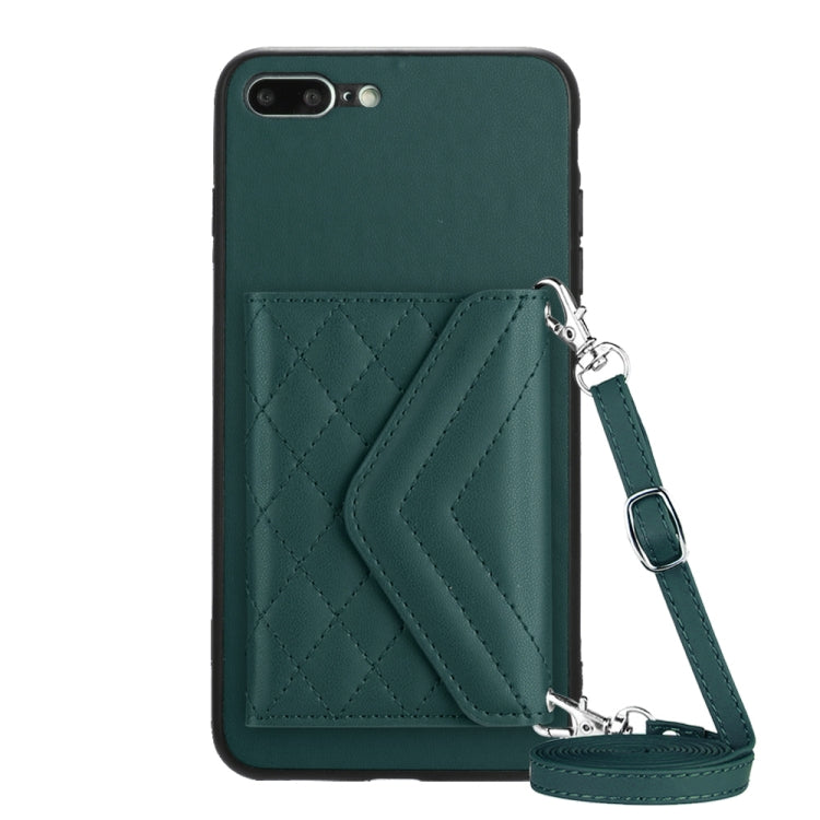 Étui de téléphone RFID avec pochette pour cartes à texture losange et long cordon, pour iPhone 12 mini, pour iPhone 11 Pro Max, pour iPhone 11, pour iPhone 11 Pro, pour iPhone XS / X, pour iPhone XR, pour iPhone XS Max, pour iPhone 8 Plus / 7 Plus