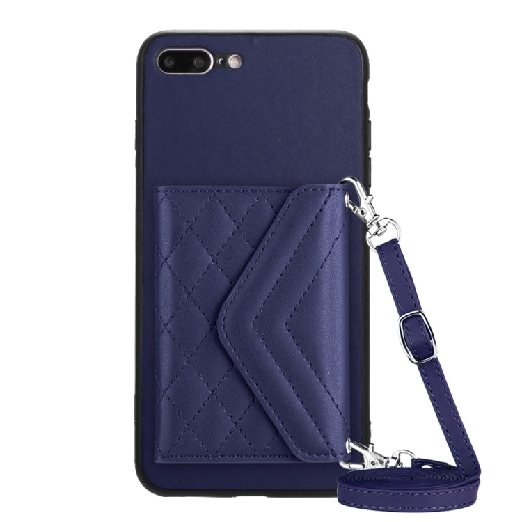 Étui de téléphone RFID avec pochette pour cartes à texture losange et long cordon, pour iPhone 12 mini, pour iPhone 11 Pro Max, pour iPhone 11, pour iPhone 11 Pro, pour iPhone XS / X, pour iPhone XR, pour iPhone XS Max, pour iPhone 8 Plus / 7 Plus