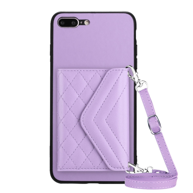 Étui de téléphone RFID avec pochette pour cartes à texture losange et long cordon, pour iPhone 12 mini, pour iPhone 11 Pro Max, pour iPhone 11, pour iPhone 11 Pro, pour iPhone XS / X, pour iPhone XR, pour iPhone XS Max, pour iPhone 8 Plus / 7 Plus